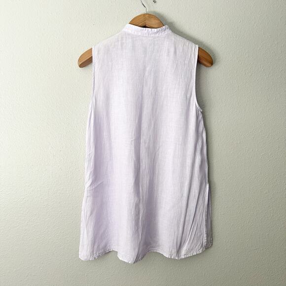 Eileen Fisher Purple Dyed Organic Handkerchief Linen Sleeveless Shirt Size Small - Picture 8 of 10